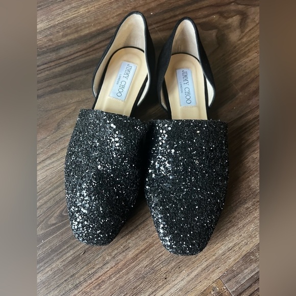 Jimmy Choo Women's Globe Glitter & Leather d'Orsay Flats - Picture 3 of 16